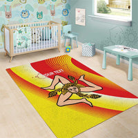 Personalized Sicilia La Trinacria Area Rug Sicilian Map Flag Color