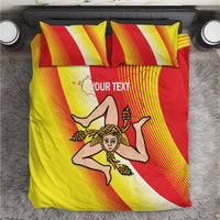 Personalized Sicilia La Trinacria Bedding Set Sicilian Map Flag Color