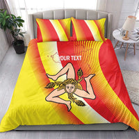 Personalized Sicilia La Trinacria Bedding Set Sicilian Map Flag Color