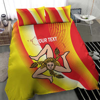Personalized Sicilia La Trinacria Bedding Set Sicilian Map Flag Color