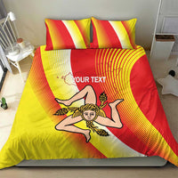 Personalized Sicilia La Trinacria Bedding Set Sicilian Map Flag Color