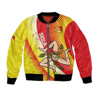 Personalized Sicilia La Trinacria Bomber Jacket Sicilian Map Flag Color