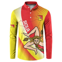 Personalized Sicilia La Trinacria Button Sweatshirt Sicilian Map Flag Color