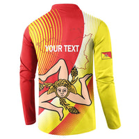 Personalized Sicilia La Trinacria Button Sweatshirt Sicilian Map Flag Color