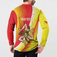 Personalized Sicilia La Trinacria Button Sweatshirt Sicilian Map Flag Color