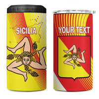 Personalized Sicilia La Trinacria 4 in 1 Can Cooler Tumbler Sicilian Map Flag Color