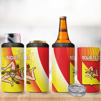 Personalized Sicilia La Trinacria 4 in 1 Can Cooler Tumbler Sicilian Map Flag Color
