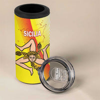 Personalized Sicilia La Trinacria 4 in 1 Can Cooler Tumbler Sicilian Map Flag Color