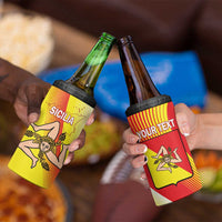 Personalized Sicilia La Trinacria 4 in 1 Can Cooler Tumbler Sicilian Map Flag Color