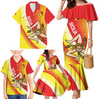 Personalized Sicilia La Trinacria Family Matching Mermaid Dress and Hawaiian Shirt Sicilian Map Flag Color