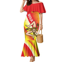 Personalized Sicilia La Trinacria Family Matching Mermaid Dress and Hawaiian Shirt Sicilian Map Flag Color