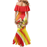 Personalized Sicilia La Trinacria Family Matching Mermaid Dress and Hawaiian Shirt Sicilian Map Flag Color