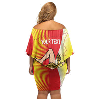 Personalized Sicilia La Trinacria Family Matching Off Shoulder Short Dress and Hawaiian Shirt Sicilian Map Flag Color