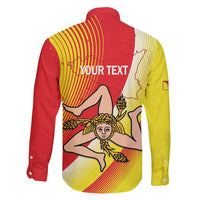 Personalized Sicilia La Trinacria Family Matching Short Sleeve Bodycon Dress and Hawaiian Shirt Sicilian Map Flag Color