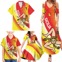 Personalized Sicilia La Trinacria Family Matching Summer Maxi Dress and Hawaiian Shirt Sicilian Map Flag Color