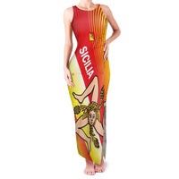 Personalized Sicilia La Trinacria Family Matching Tank Maxi Dress and Hawaiian Shirt Sicilian Map Flag Color