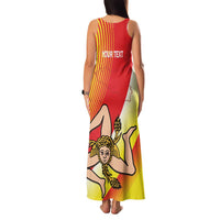 Personalized Sicilia La Trinacria Family Matching Tank Maxi Dress and Hawaiian Shirt Sicilian Map Flag Color