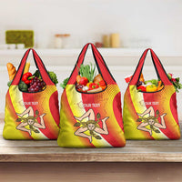 Personalized Sicilia La Trinacria Grocery Bag Sicilian Map Flag Color