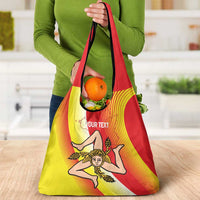 Personalized Sicilia La Trinacria Grocery Bag Sicilian Map Flag Color