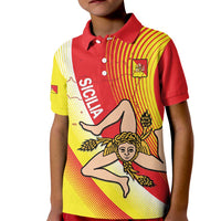 Personalized Sicilia La Trinacria Kid Polo Shirt Sicilian Map Flag Color