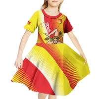 Personalized Sicilia La Trinacria Kid Short Sleeve Dress Sicilian Map Flag Color