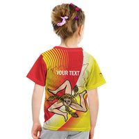 Personalized Sicilia La Trinacria Kid T Shirt Sicilian Map Flag Color