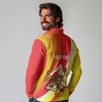 Personalized Sicilia La Trinacria Long Sleeve Polo Shirt Sicilian Map Flag Color