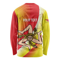 Personalized Sicilia La Trinacria Long Sleeve Shirt Sicilian Map Flag Color