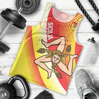 Personalized Sicilia La Trinacria Men Tank Top Sicilian Map Flag Color