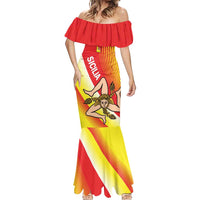 Personalized Sicilia La Trinacria Mermaid Dress Sicilian Map Flag Color