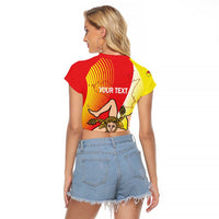 Personalized Sicilia La Trinacria Raglan Cropped T Shirt Sicilian Map Flag Color