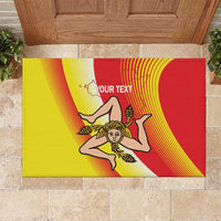 Personalized Sicilia La Trinacria Rubber Doormat Sicilian Map Flag Color