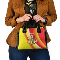 Personalized Sicilia La Trinacria Shoulder Handbag Sicilian Map Flag Color