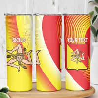 Personalized Sicilia La Trinacria Skinny Tumbler Sicilian Map Flag Color