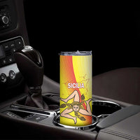 Personalized Sicilia La Trinacria Skinny Tumbler Sicilian Map Flag Color