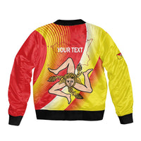 Personalized Sicilia La Trinacria Sleeve Zip Bomber Jacket Sicilian Map Flag Color
