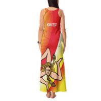 Personalized Sicilia La Trinacria Tank Maxi Dress Sicilian Map Flag Color