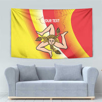 Personalized Sicilia La Trinacria Tapestry Sicilian Map Flag Color