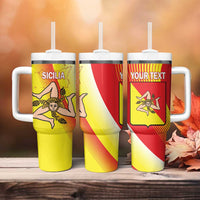 Personalized Sicilia La Trinacria Tumbler With Handle Sicilian Map Flag Color