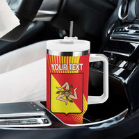 Personalized Sicilia La Trinacria Tumbler With Handle Sicilian Map Flag Color
