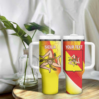 Personalized Sicilia La Trinacria Tumbler With Handle Sicilian Map Flag Color