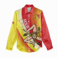 Personalized Sicilia La Trinacria Women Casual Shirt Sicilian Map Flag Color