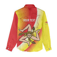 Personalized Sicilia La Trinacria Women Casual Shirt Sicilian Map Flag Color