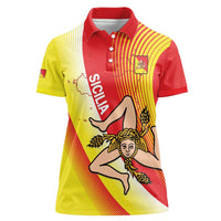 Personalized Sicilia La Trinacria Women Polo Shirt Sicilian Map Flag Color