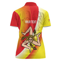 Personalized Sicilia La Trinacria Women Polo Shirt Sicilian Map Flag Color