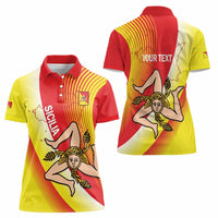 Personalized Sicilia La Trinacria Women Polo Shirt Sicilian Map Flag Color