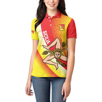 Personalized Sicilia La Trinacria Women Polo Shirt Sicilian Map Flag Color