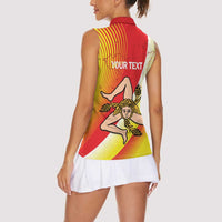 Personalized Sicilia La Trinacria Women Sleeveless Polo Shirt Sicilian Map Flag Color