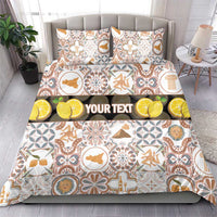 Personalized Sicilia National Symbols With Mosaic Motifs Bedding Set