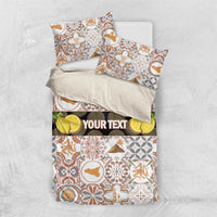 Personalized Sicilia National Symbols With Mosaic Motifs Bedding Set